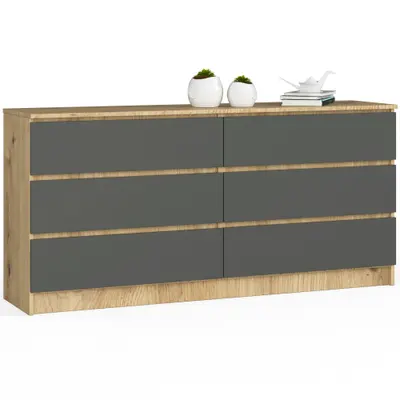 Komoda K160 6SZ dub artisan/grafitová šedá