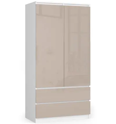 Šatní skříň S90 2D2SZ bílá/cappuccino lesk