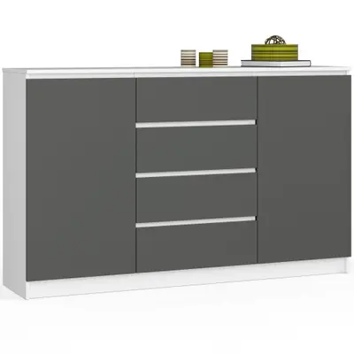 Komoda K160 2D4SZ bílá/grafitová šedá