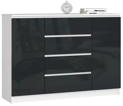 Komoda K140 2D4SZ bílá/grafitový lesk