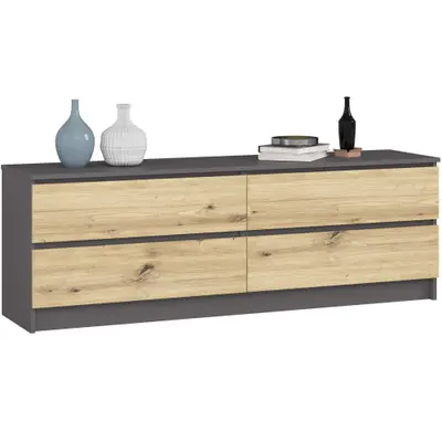 Komoda K160 4SZ grafitová šedá/dub artisan