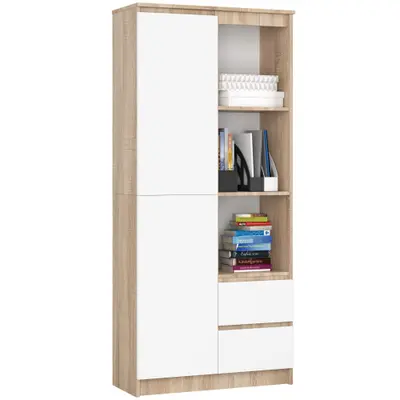 Regál R11 R80 2D2SZ dub sonoma/bílá