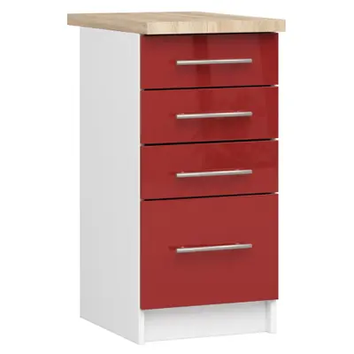 Kuchyňská skříňka Olivia S40 SZ4 bílá/červený lesk