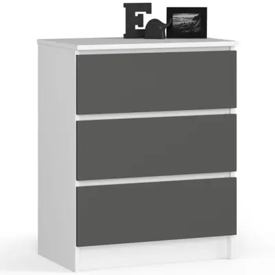 Komoda K60 3SZ bílá/grafitová šedá