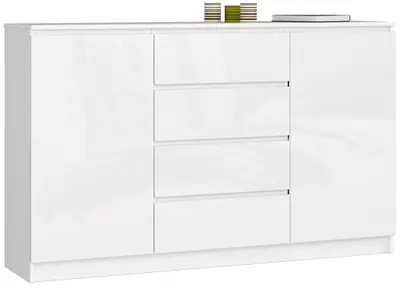 Komoda K160 2D4SZ bílá/bílý lesk