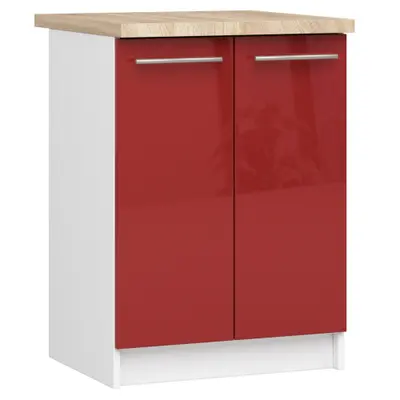 Kuchyňská skříňka Olivia S60 2D bílá/červený lesk