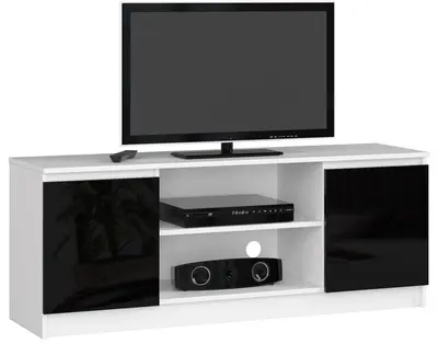 TV stolek K140 bílá/černý lesk