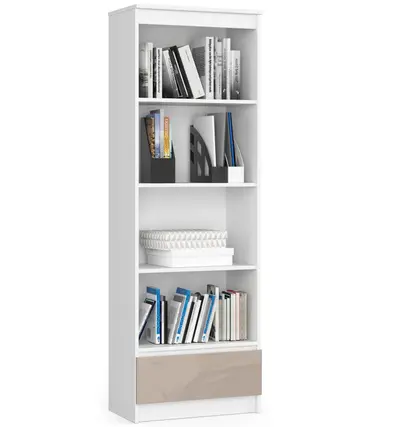 Regál R60 1SZ4P bílá/cappuccino lesk